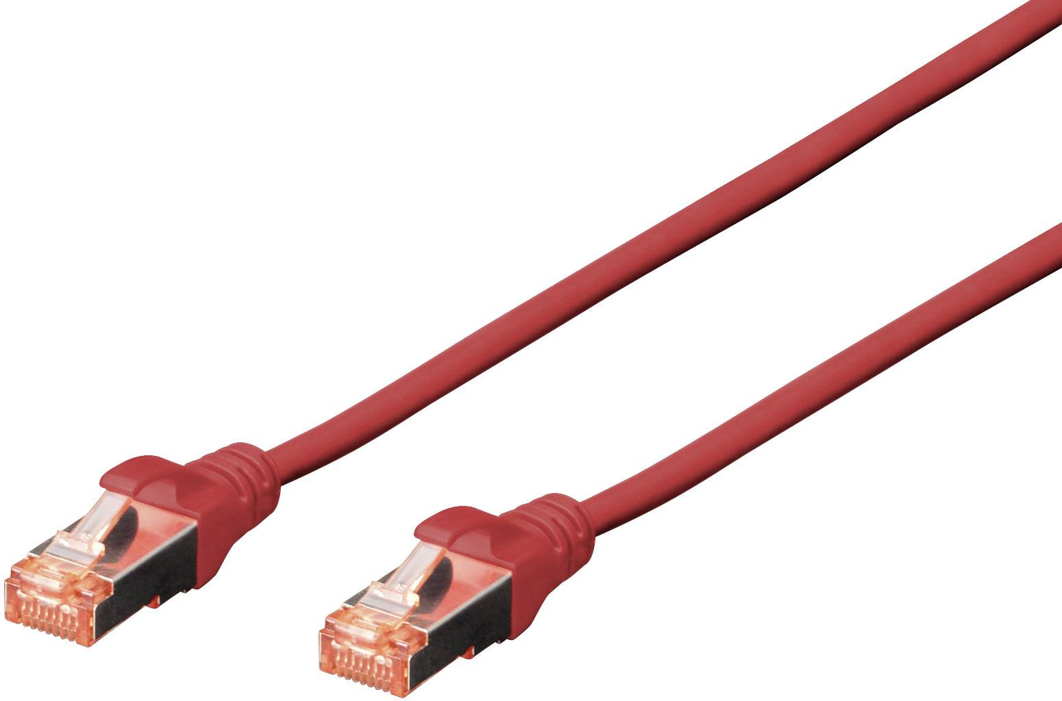 Digitus DK-1644-020/R RJ45 Netwerkkabel, patchkabel CAT 6 S/FTP 2.00 m Rood Halogeenvrij, Verdraaide paren, Snagless, Vl