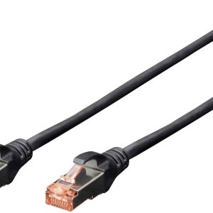 Digitus DK-1644-050/BL RJ45 Netwerkkabel, patchkabel CAT 6 S/FTP 5.00 m Zwart Halogeenvrij, Verdraaide paren, Snagless,