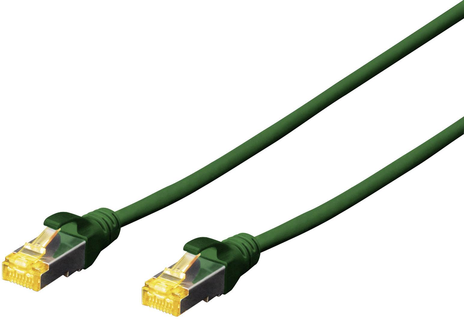Digitus DK-1644-A-100/G RJ45 Netwerkkabel, patchkabel CAT 6A S/FTP 10.00 m Groen Halogeenvrij, Verdraaide paren, Snagles