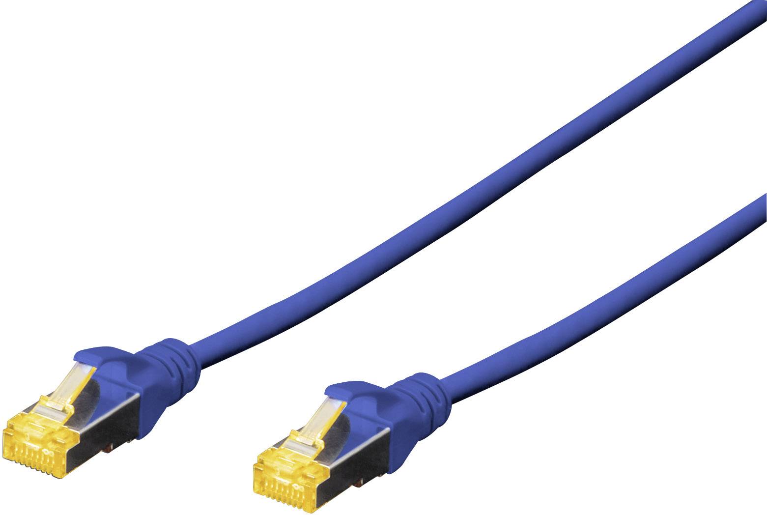 Digitus DK-1644-A-100/B RJ45 Netwerkkabel, patchkabel CAT 6A S/FTP 10.00 m Blauw Halogeenvrij, Verdraaide paren, Snagles