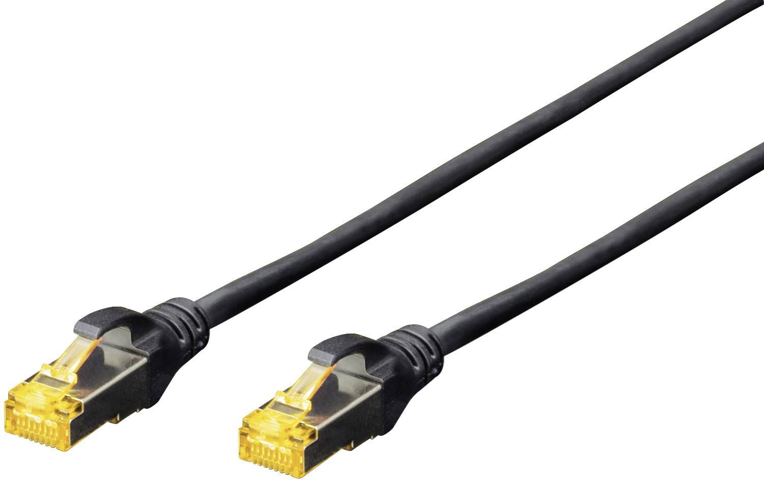 Digitus DK-1644-A-005/BL RJ45 Netwerkkabel, patchkabel CAT 6A S/FTP 0.50 m Zwart Halogeenvrij, Verdraaide paren, Snagles