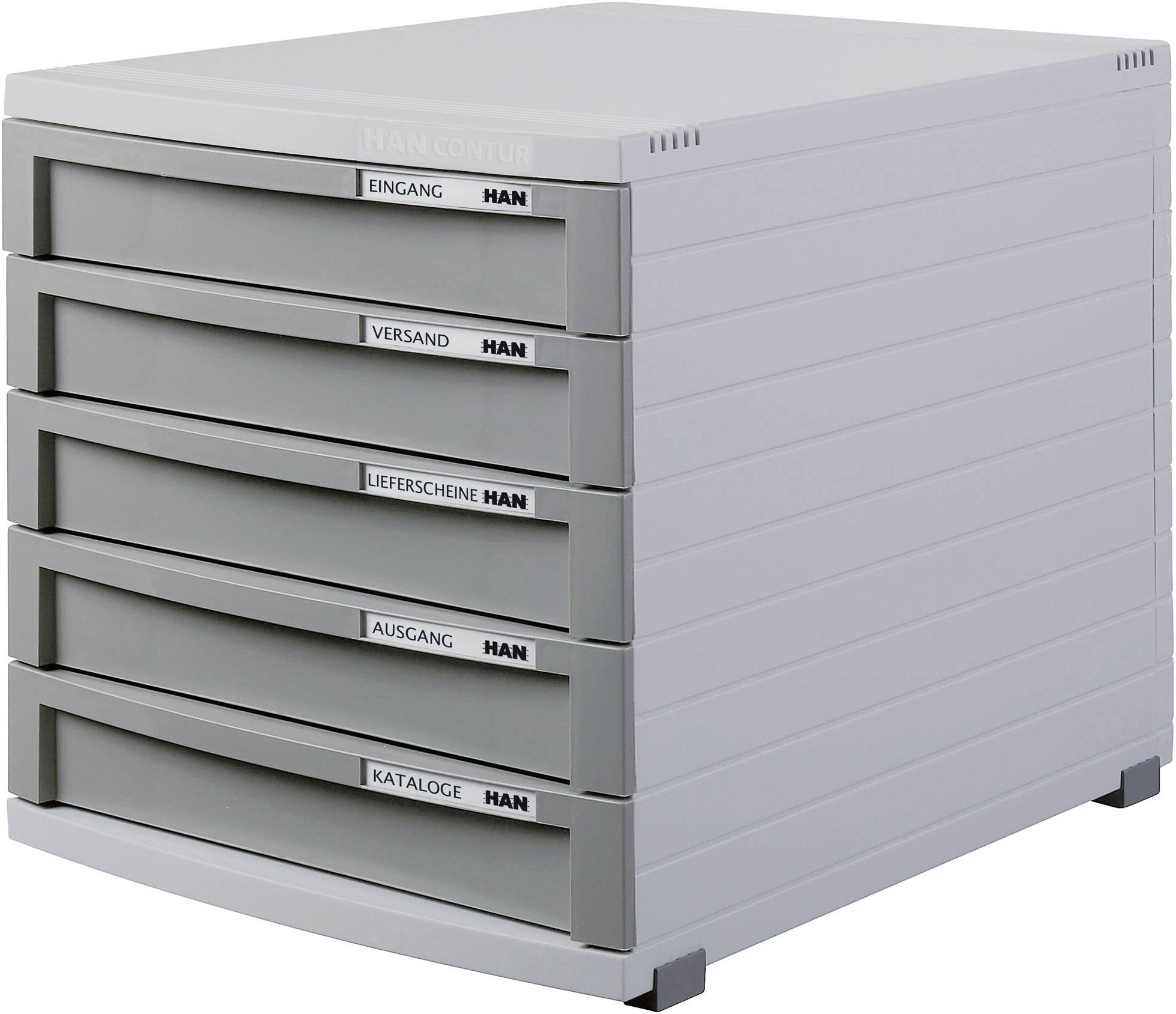 HAN CONTUR 1505-19 Ladebox Lichtgrijs DIN A4, DIN B4, DIN C4 Aantal lades: 5