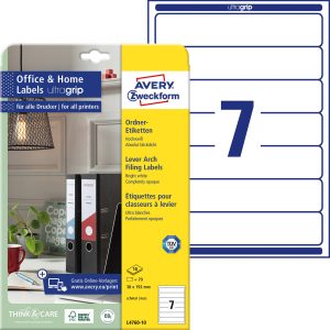 Avery-Zweckform Ordneretiketten L4760-10 38 x 192 mm Papier Wit Permanent hechtend 70 stuk(s) Avery-Zweckform Ordneretiketten L4760-10 38 x 192 mm Papier Wit Permanent hechtend 70 stuk(s)