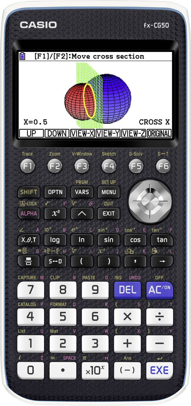 Casio fx-CG50 Grafische rekenmachine Zwart Aantal displayposities: 21 werkt op batterijen (b x h x d) 89 x 18.6 x 188.5