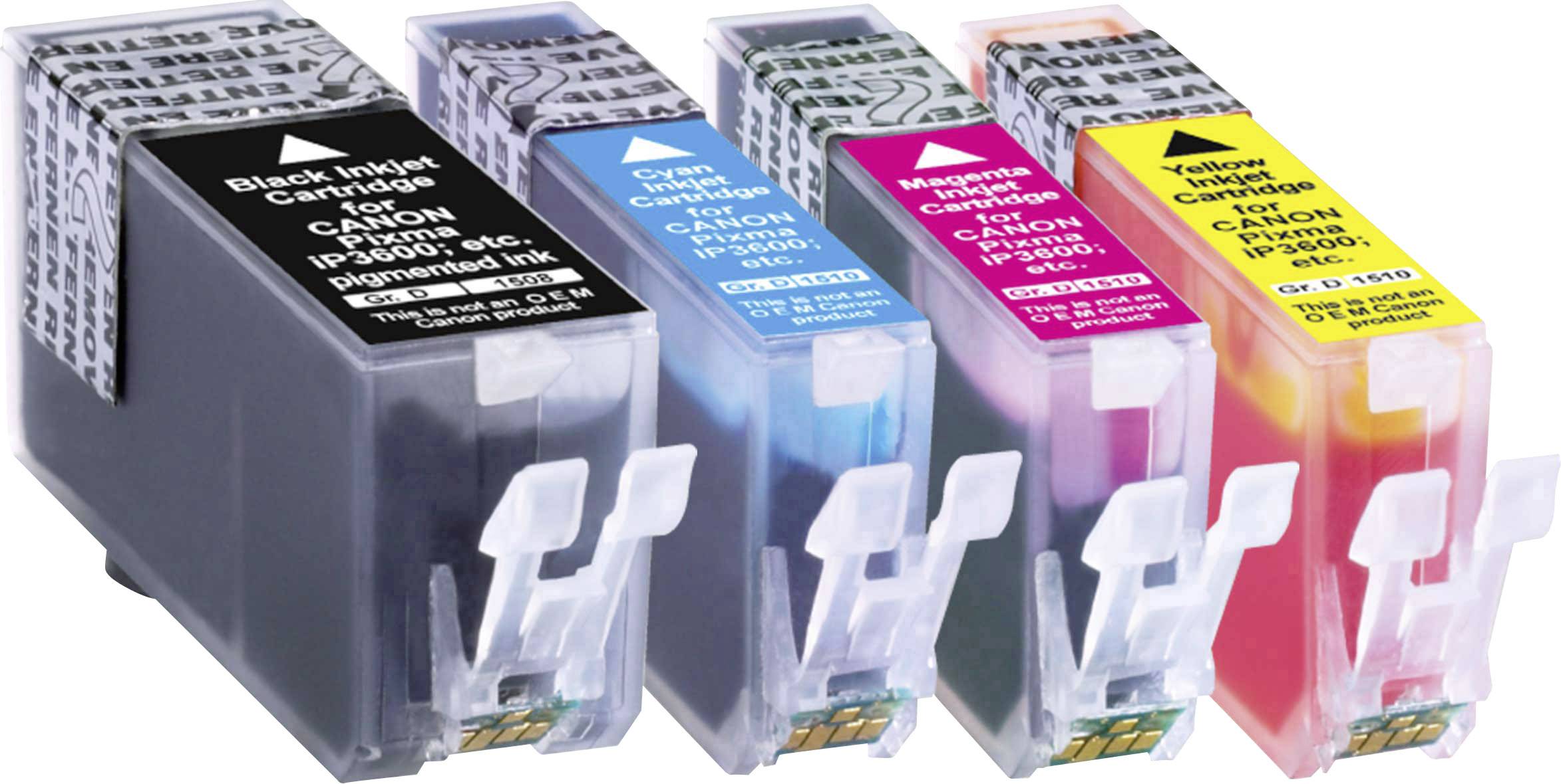 Basetech Inktcartridge vervangt Canon PGI-520PGBK, CLI-521C, CLI-521M, CLI-521Y Compatibel Combipack Zwart, Cyaan, Magen