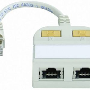 Telegärtner RJ45 Netwerk, ISDN Y-adapter [1x RJ45-stekker – 2x RJ45-bus] 15.00 cm Grijs-wit (RAL 7035)