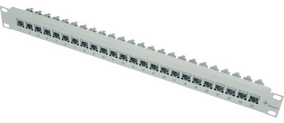 Telegärtner 100007007 24 poorten Netwerkpatchpaneel 483 mm (19") CAT 6A 1 HE Grijs-wit (RAL 7035) Ingericht