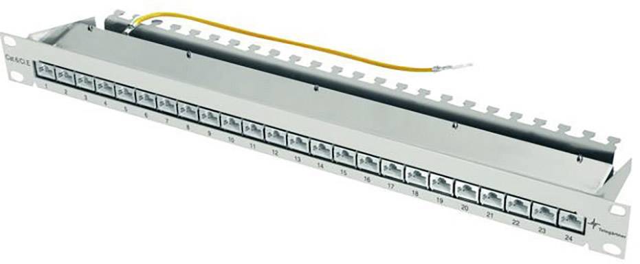 Telegärtner 100007018 24 poorten Netwerkpatchpaneel 483 mm (19") CAT 6A 1 HE Grijs-wit (RAL 7035) Ingericht