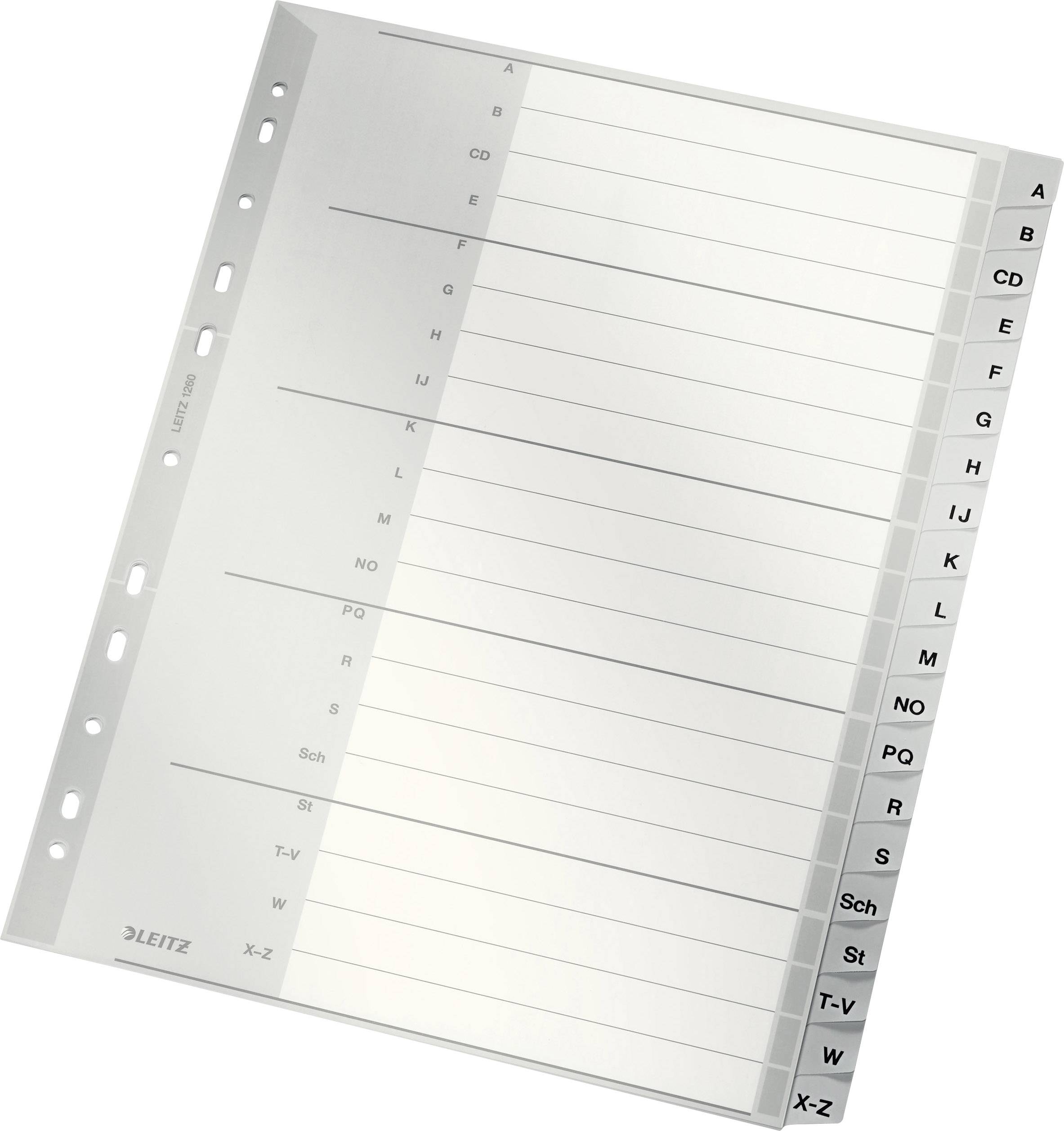 Leitz tabbladen A-Z, plastic, grijs