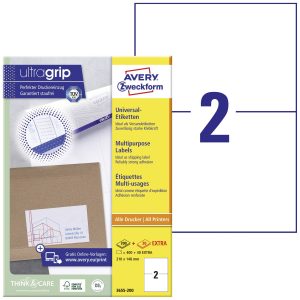 Avery-Zweckform 3655-200 Universele etiketten 210 x 148 mm Papier Wit 440 stuk(s) Permanent hechtend Inkjet, Laser (zwar Avery-Zweckform 3655-200 Universele etiketten 210 x 148 mm Papier Wit 440 stuk(s) Permanent hechtend Inkjet, Laser (zwar