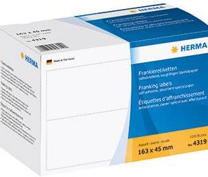 Herma 4319 Frankeeretiketten 163 x 45 mm Papier Wit 1000 stuk(s) Permanent hechtend Frankeermachine Herma 4319 Frankeeretiketten 163 x 45 mm Papier Wit 1000 stuk(s) Permanent hechtend Frankeermachine