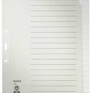 Leitz 1220 Register DIN A4, Bovenbreedte blanco Manila papier Grijs 20 tabbladen 12200085 Leitz 1220 Register DIN A4, Bovenbreedte blanco Manila papier Grijs 20 tabbladen 12200085