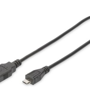 Digitus DB-300127-018-S USB-kabel USB 2.0 USB-A stekker, USB-micro-B stekker 1.80 m Zwart Rond, Afgeschermd (dubbel)