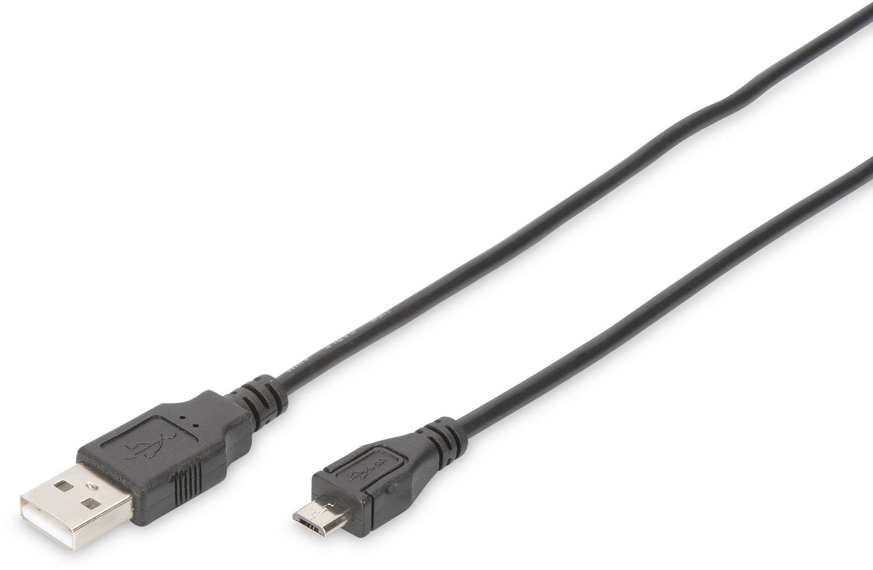 Digitus DB-300127-018-S USB-kabel USB 2.0 USB-A stekker, USB-micro-B stekker 1.80 m Zwart Rond, Afgeschermd (dubbel)
