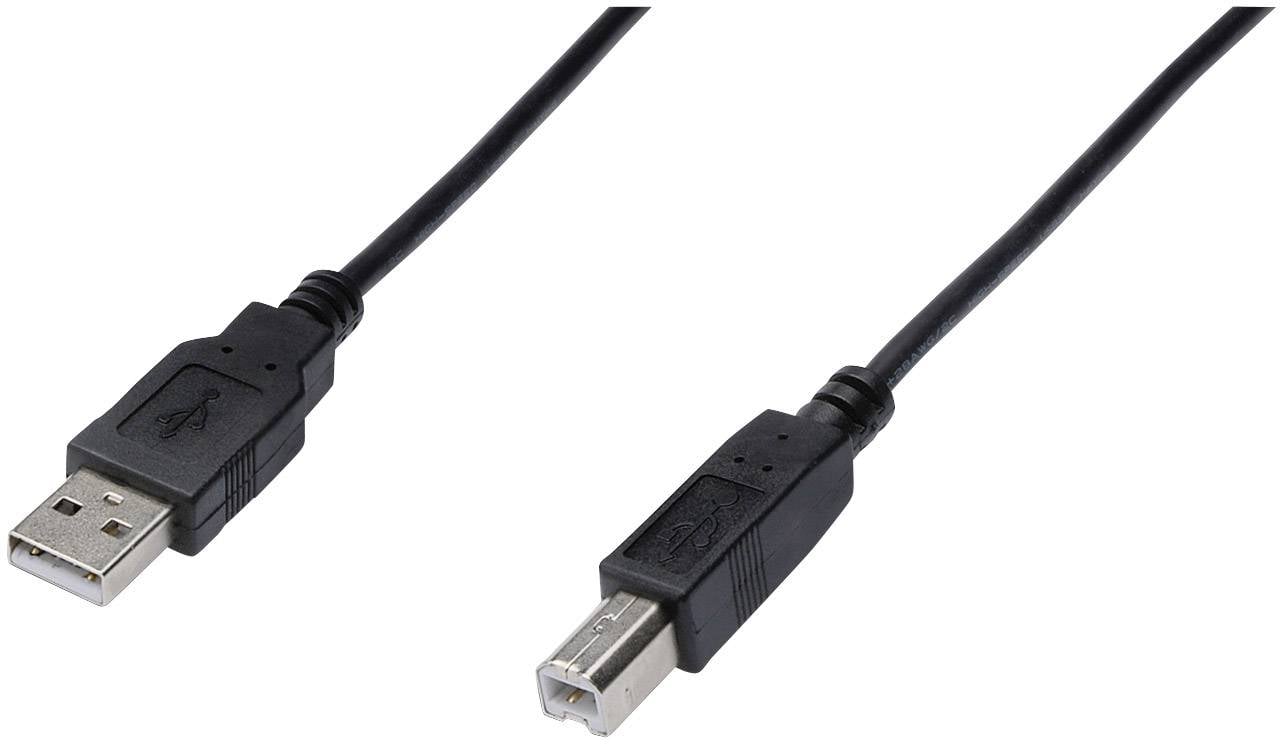 Digitus AK-300102-010-S USB-kabel USB 2.0 USB-A stekker, USB-B stekker 1.00 m Zwart