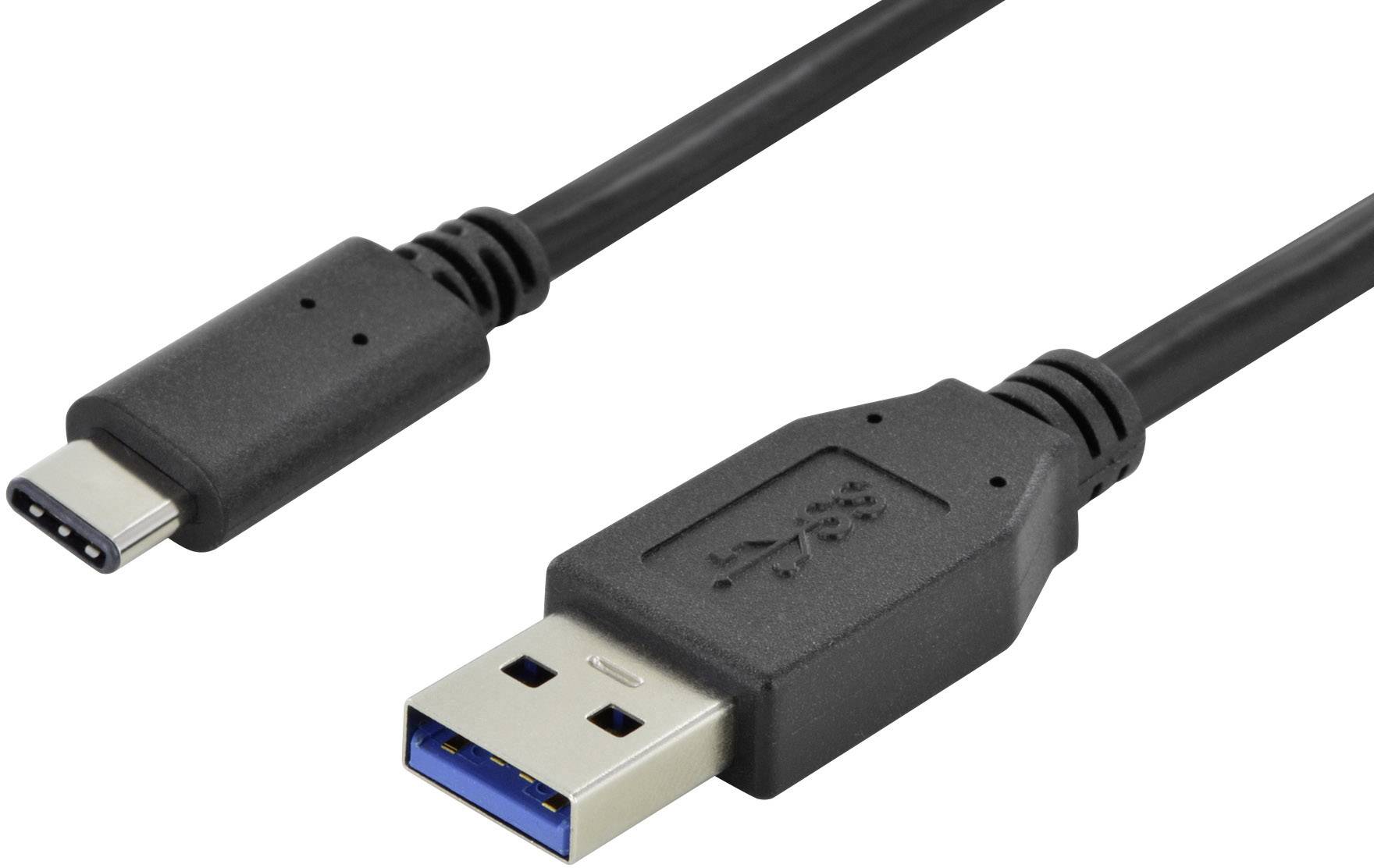 Digitus AK-300136-010-S USB-kabel USB 3.2 Gen1 USB-A stekker, USB-C stekker 1.00 m Zwart Rond, Stekker past op beide man