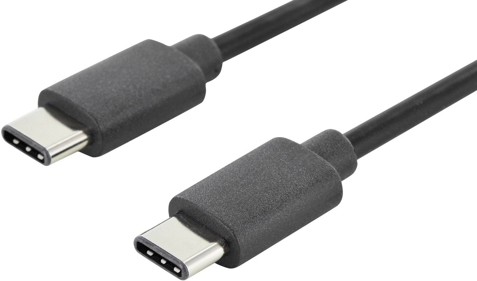 Digitus AK-300138-018-S USB-kabel USB 2.0 USB-C stekker, USB-C stekker 1.80 m Zwart Rond, Stekker past op beide manieren