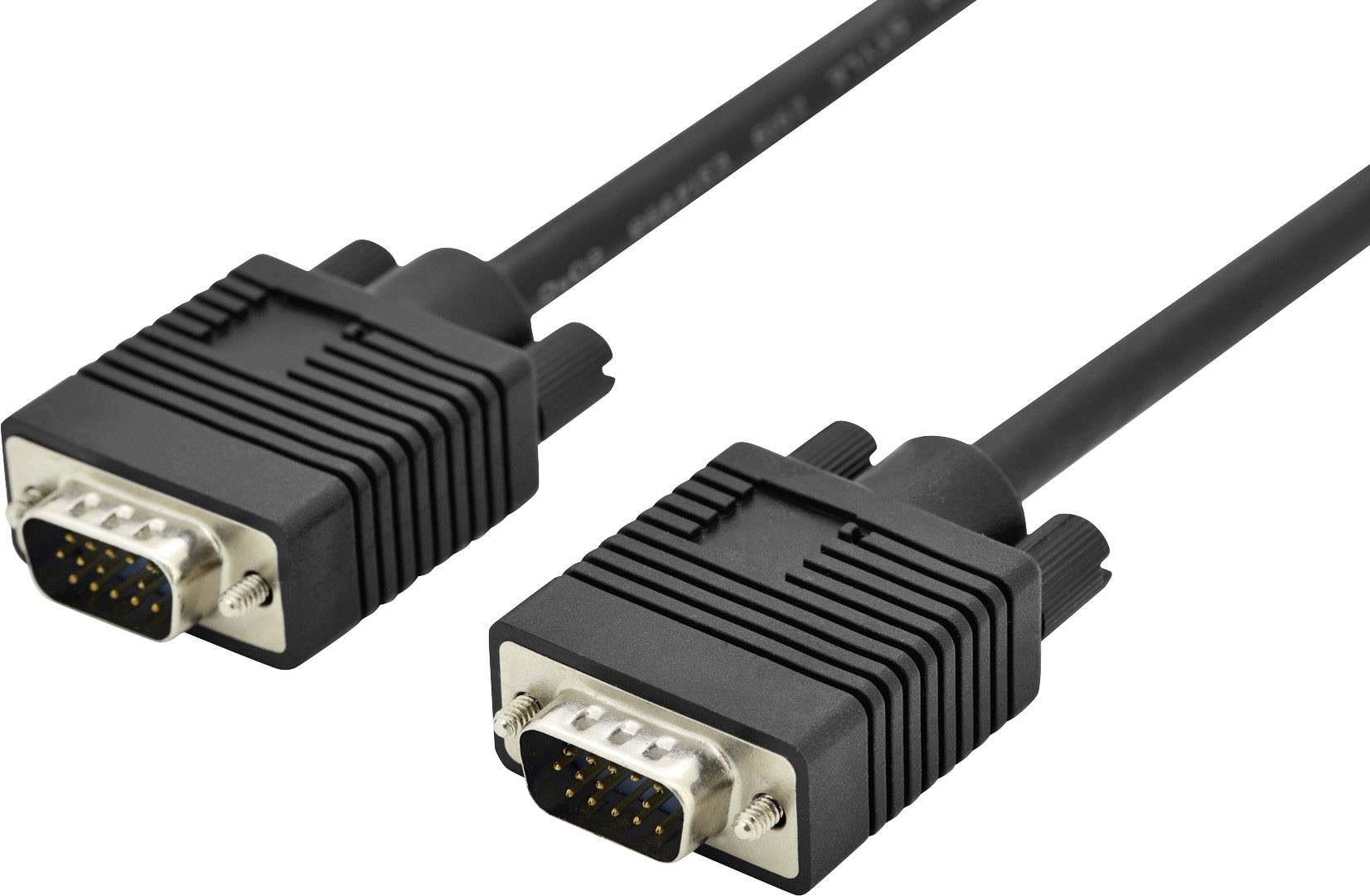 Digitus AK-310103-050-S VGA-kabel VGA Aansluitkabel VGA-stekker 15-polig, VGA-stekker 15-polig 5.00 m Zwart Met Ferrietk