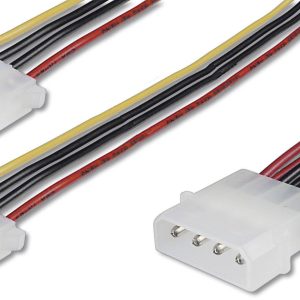 Digitus Computer, Schijf, Stroom Y-kabel [1x IDE-stroomstekker 4-polig – 2x IDE-stroombus 4-polig] 0.20 m Geel, Rood, Zw