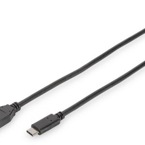 Digitus DB-300136-010-S USB-kabel USB 3.2 Gen1 USB-C stekker, USB-A stekker 1.00 m Zwart Rond, Afgeschermd (dubbel)