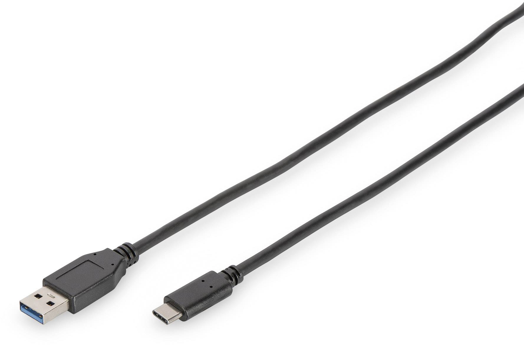 Digitus DB-300136-010-S USB-kabel USB 3.2 Gen1 USB-C stekker, USB-A stekker 1.00 m Zwart Rond, Afgeschermd (dubbel)