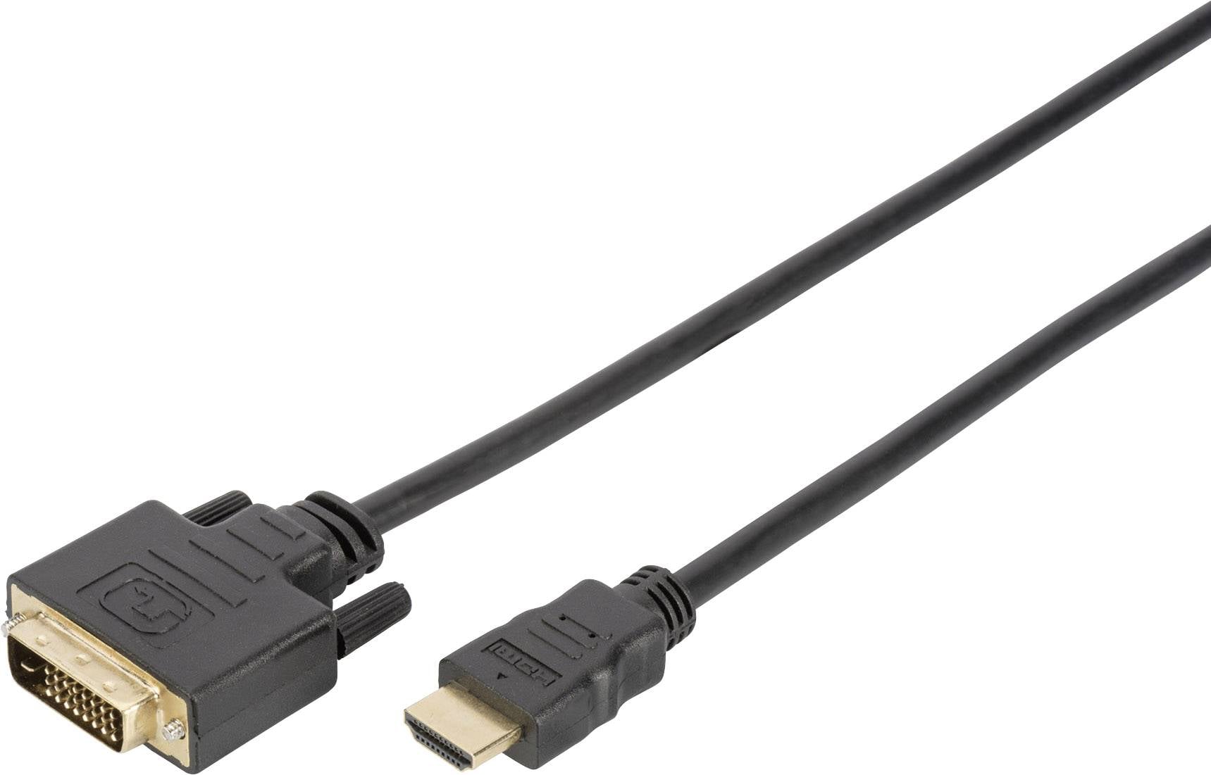 Digitus DB-330300-020-S HDMI-kabel HDMI / DVI Adapterkabel HDMI-A-stekker, DVI-D 18+1-polige stekker 2.00 m Zwart Rond,