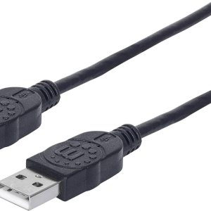 Manhattan 353892 USB-kabel USB 2.0 USB-A stekker, USB-A stekker 1.00 m Zwart Folie afscherming, UL gecertificeerd, Vergu