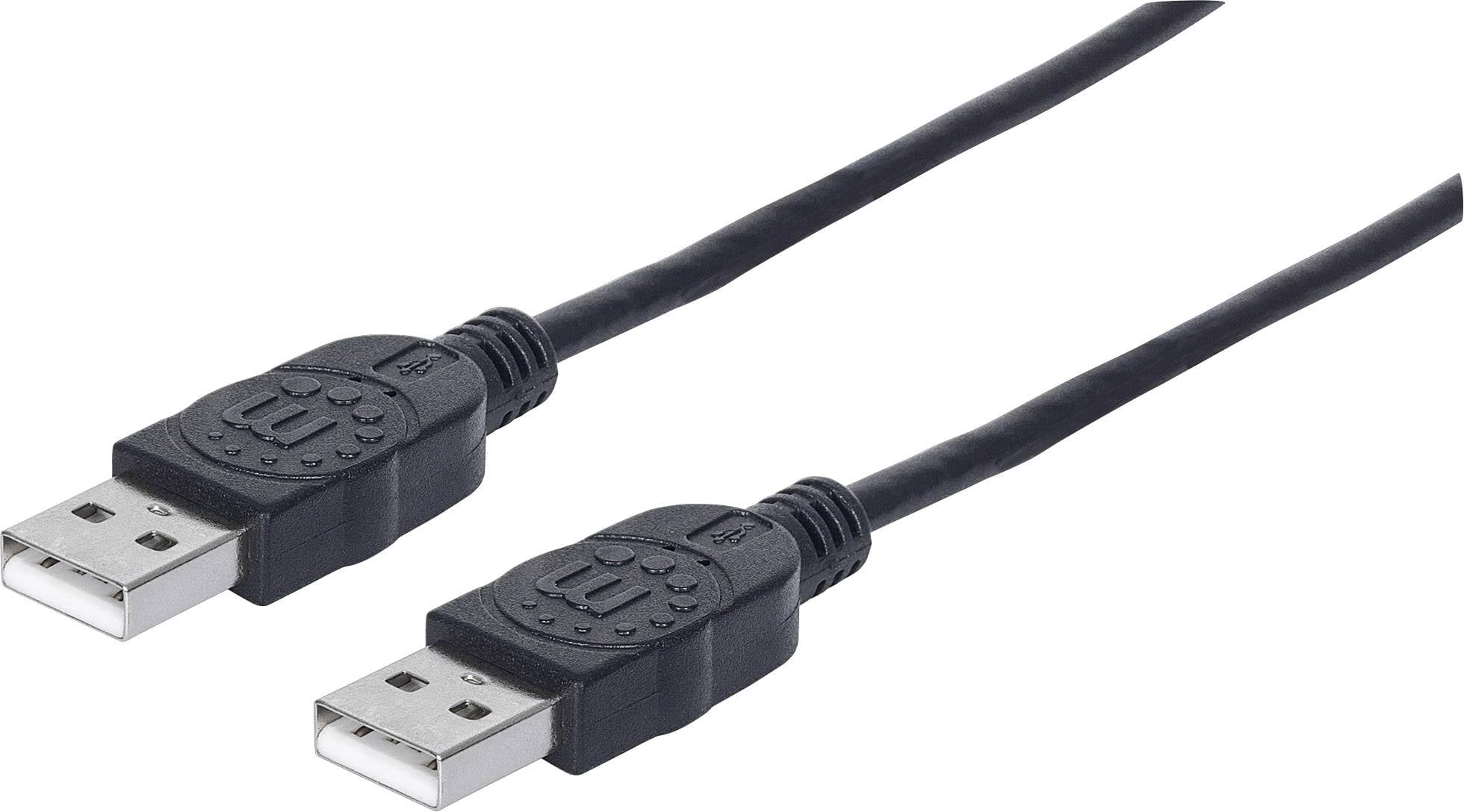 Manhattan 353892 USB-kabel USB 2.0 USB-A stekker, USB-A stekker 1.00 m Zwart Folie afscherming, UL gecertificeerd, Vergu