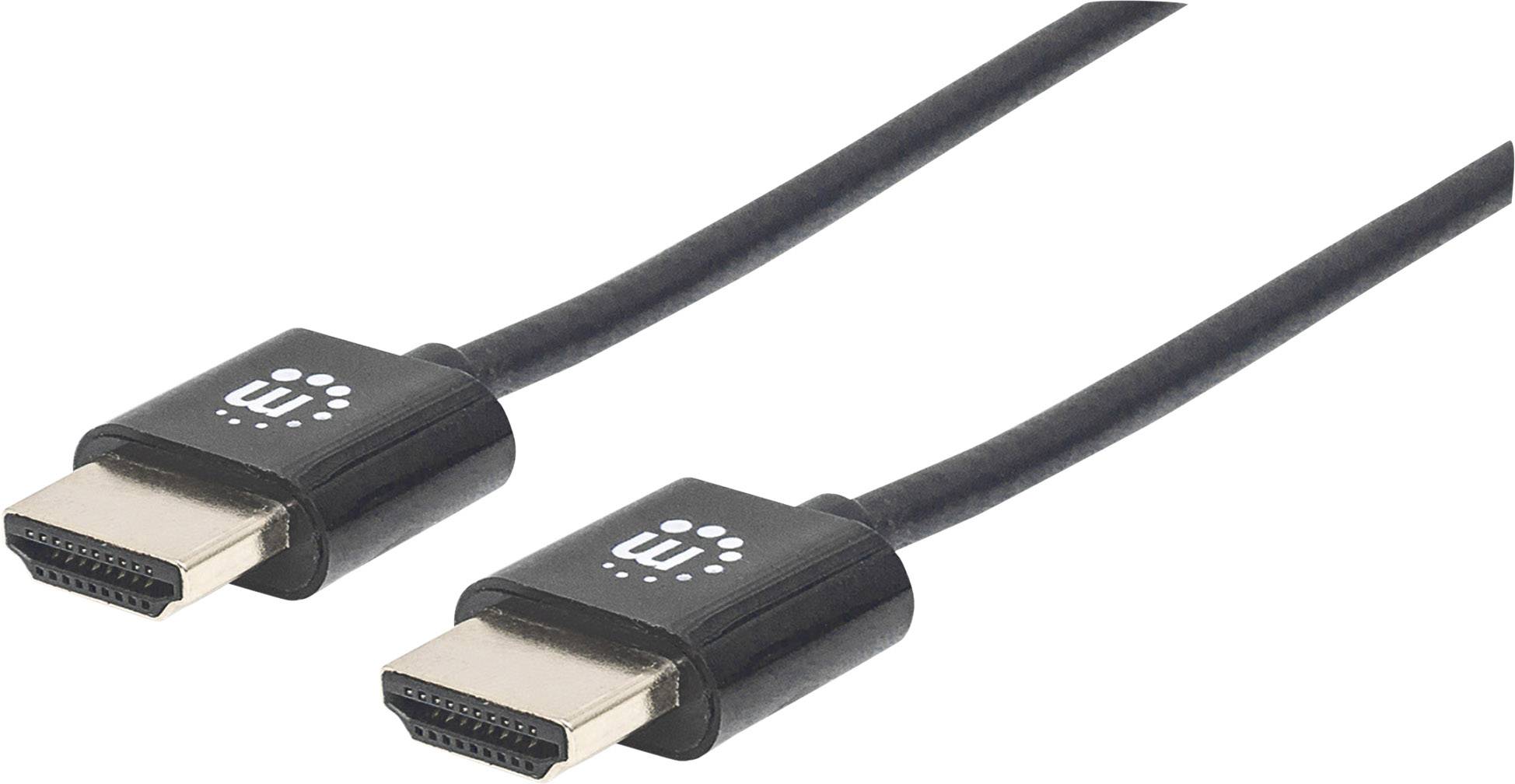 Manhattan 394352 HDMI-kabel HDMI Aansluitkabel HDMI-A-stekker, HDMI-A-stekker 1.00 m Zwart 4K UHD, Folie afscherming, Af