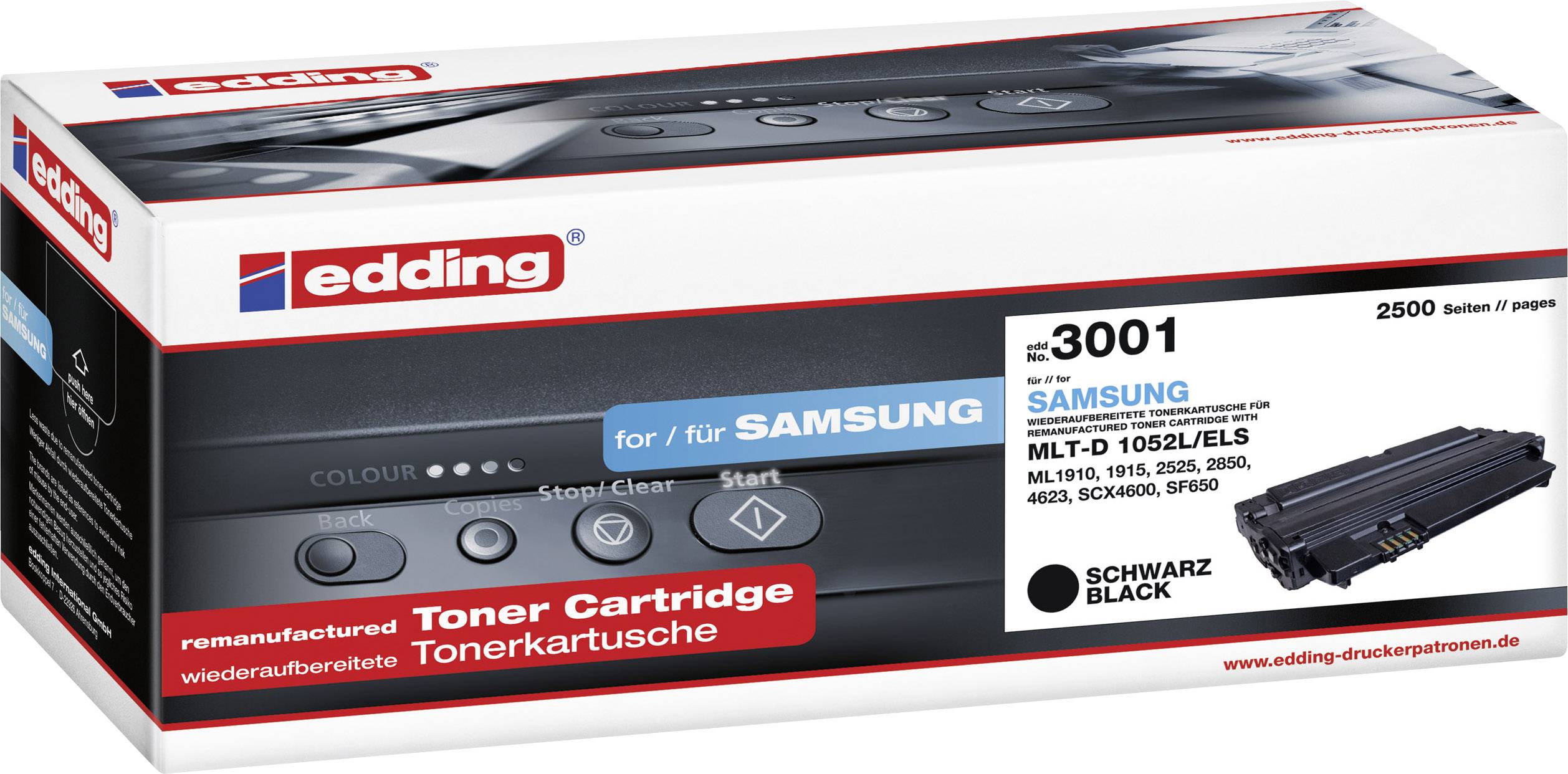 Edding Toner vervangt Muratec, Samsung MLT-D1052L Compatibel Zwart 2500 bladzijden EDD-3001 EDD-3001