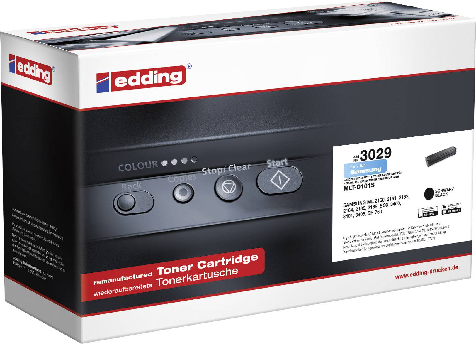 Edding Tonercassette vervangt Samsung MLT-D101S Compatibel Zwart 1500 bladzijden EDD-3029