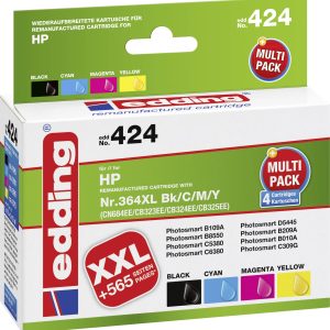 Edding Inktcartridge vervangt HP 364XL, N9J74AE, CN684AE, CB323EE, CB324EE, CB325EE Compatibel Combipack Zwart, Cyaan, M