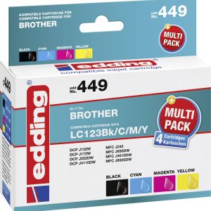 Edding Inktcartridge vervangt Brother LC-123 Compatibel Combipack Zwart, Cyaan, Magenta, Geel edding 449 EDD-449 Edding Inktcartridge vervangt Brother LC-123 Compatibel Combipack Zwart, Cyaan, Magenta, Geel edding 449 EDD-449