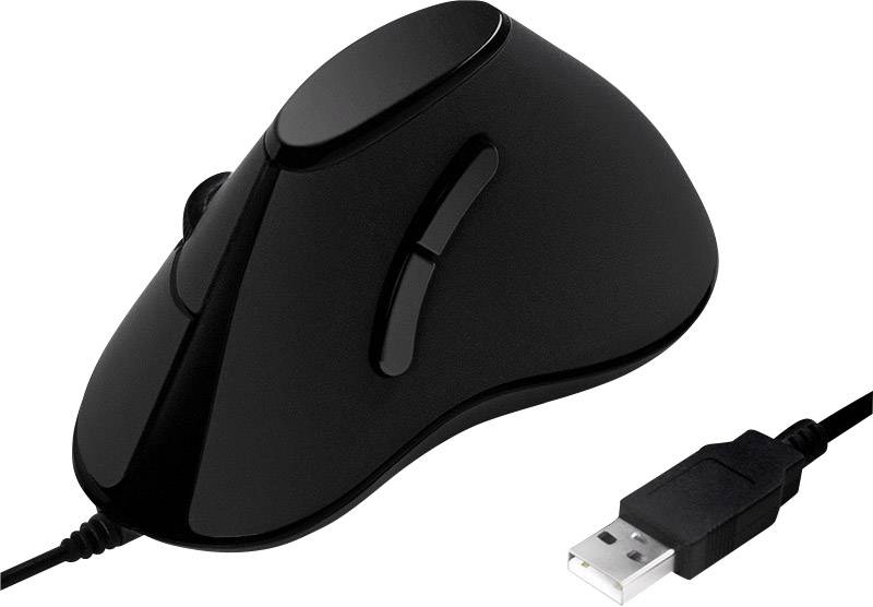 LogiLink ID0158 Ergonomische muis USB Optisch Zwart 5 Toetsen 1000 dpi Ergonomisch