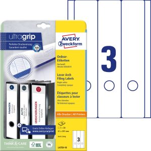 Avery-Zweckform Ordneretiketten L4759-10 61 x 297 mm Papier Wit Permanent hechtend 30 stuk(s) Avery-Zweckform Ordneretiketten L4759-10 61 x 297 mm Papier Wit Permanent hechtend 30 stuk(s)