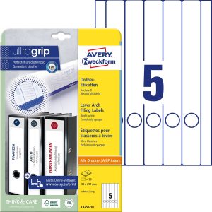 Avery-Zweckform Ordneretiketten L4758-10 38 x 297 mm Papier Wit Permanent hechtend 50 stuk(s) Avery-Zweckform Ordneretiketten L4758-10 38 x 297 mm Papier Wit Permanent hechtend 50 stuk(s)