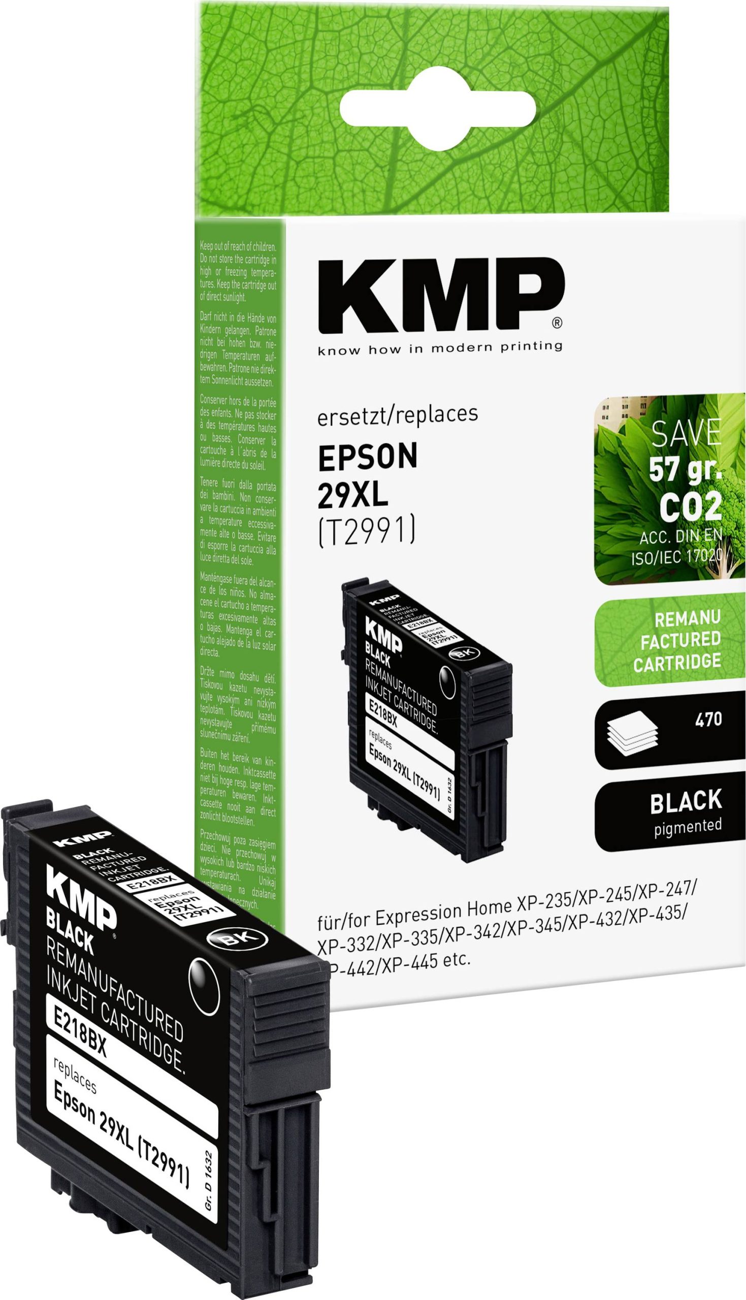 KMP Inktcartridge vervangt Epson 29XL, T2991 Compatibel Zwart E218BX 1632,4001