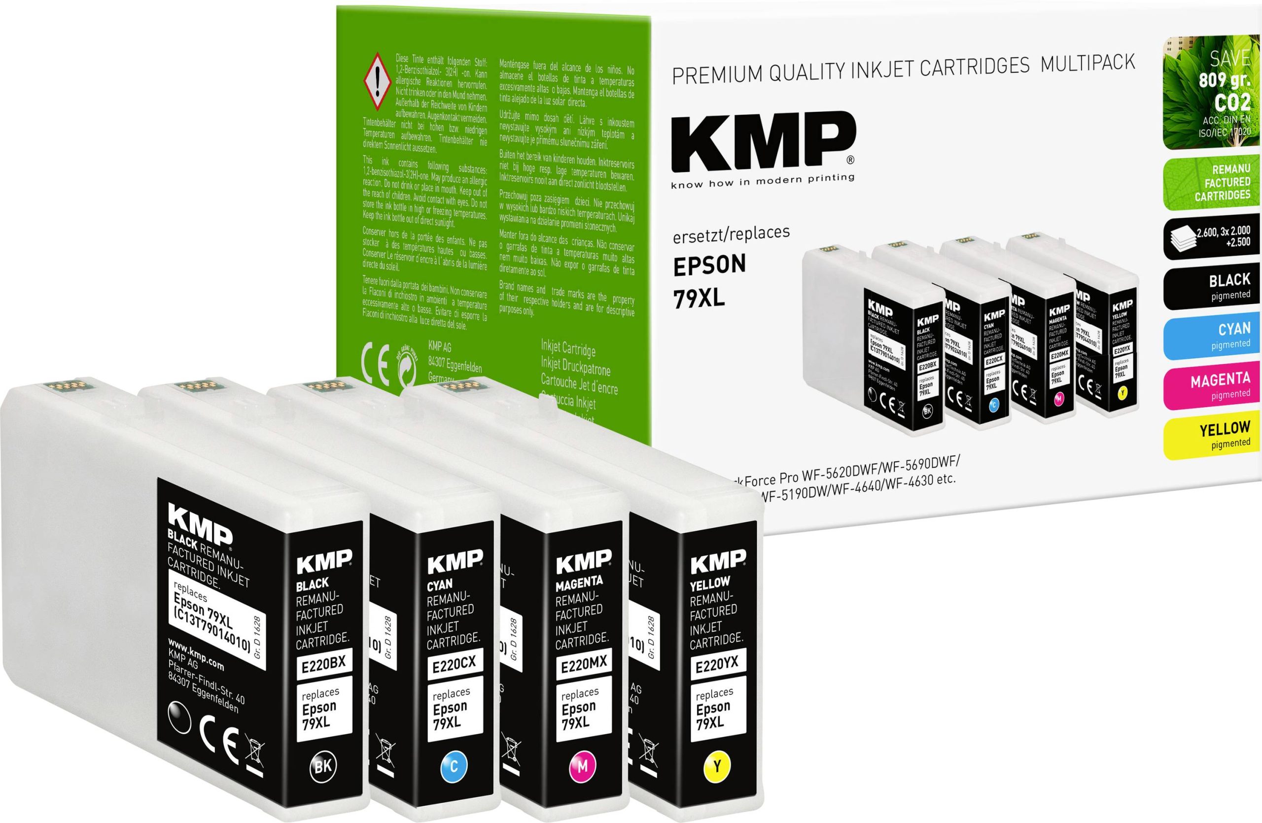 KMP Inktcartridge vervangt Epson 79XL, T7901, T7902, T7903, T7904 Compatibel Combipack Zwart, Cyaan, Magenta, Geel E220V