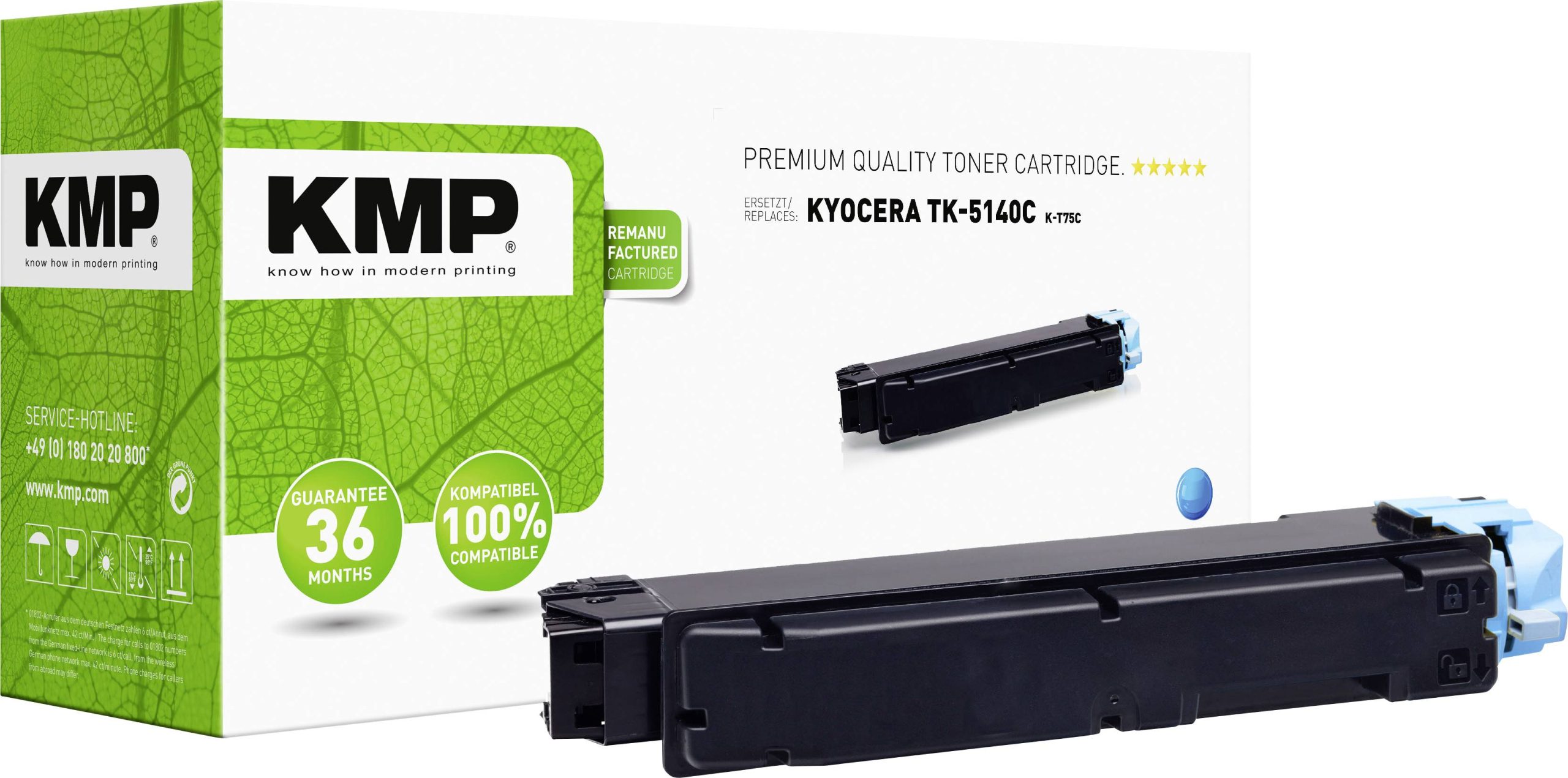 KMP Toner vervangt Kyocera TK-5140C Compatibel Cyaan 5000 bladzijden K-T75C 2910,0003