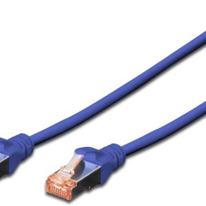 Digitus DK-1644-100/B RJ45 Netwerkkabel, patchkabel CAT 6 S/FTP 10.00 m Blauw Afscherming gevlochten, Halogeenvrij, Vlam