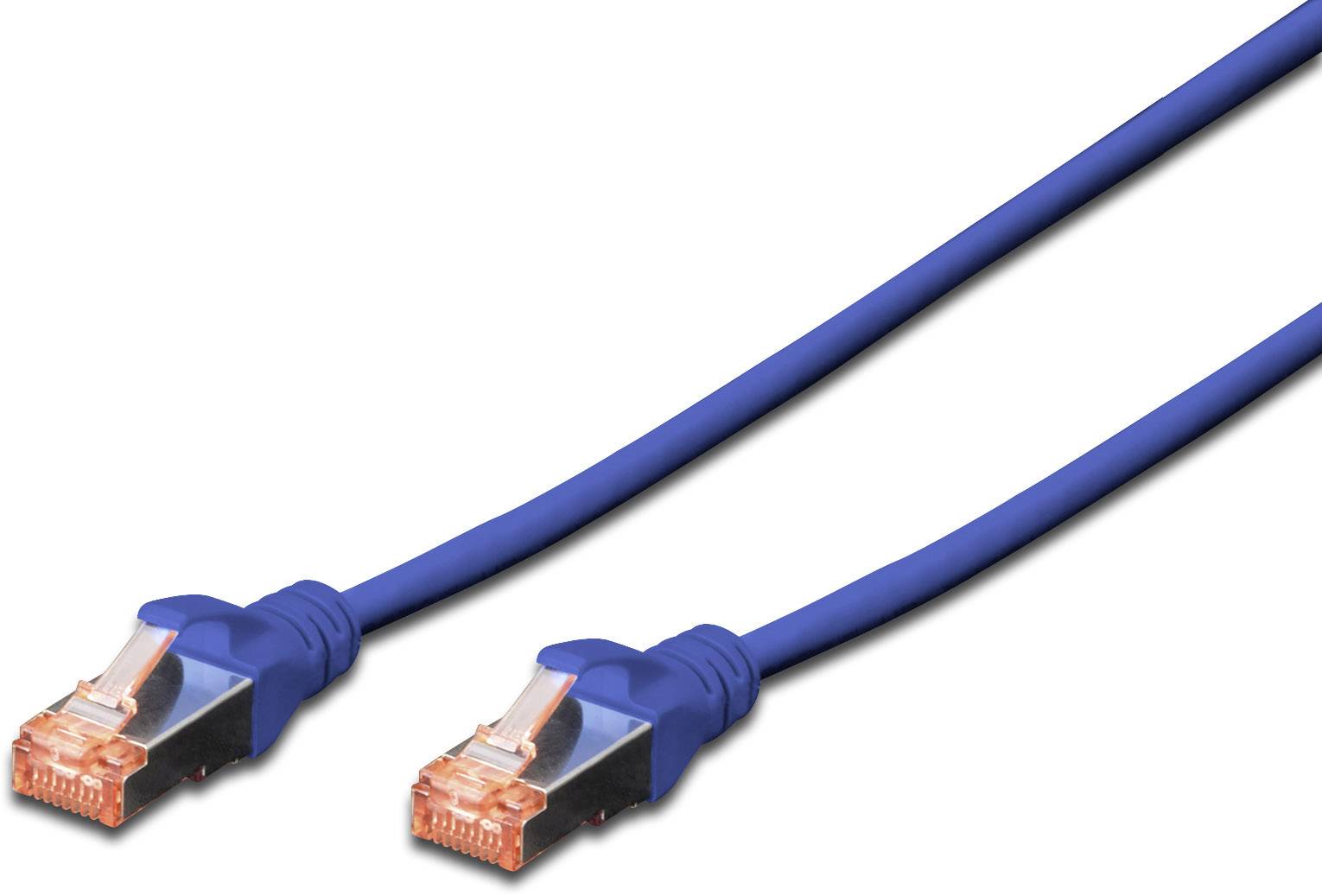 Digitus DK-1644-100/B RJ45 Netwerkkabel, patchkabel CAT 6 S/FTP 10.00 m Blauw Afscherming gevlochten, Halogeenvrij, Vlam