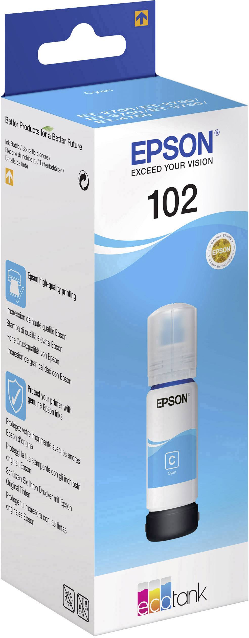 Epson C13T03R240 102 EcoTank Navulinkt Origineel Epson Cyaan 70 ml