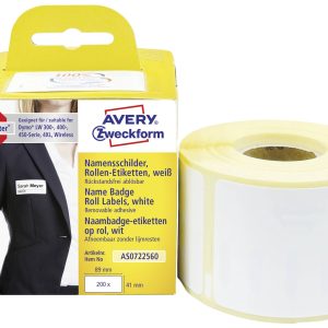 Avery-Zweckform Rol met etiketten Compatibel vervangt DYMO 11356, S0722560 41 x 89 mm Folie Wit 200 stuk(s) Weer verwijd Avery-Zweckform Rol met etiketten Compatibel vervangt DYMO 11356, S0722560 41 x 89 mm Folie Wit 200 stuk(s) Weer verwijd