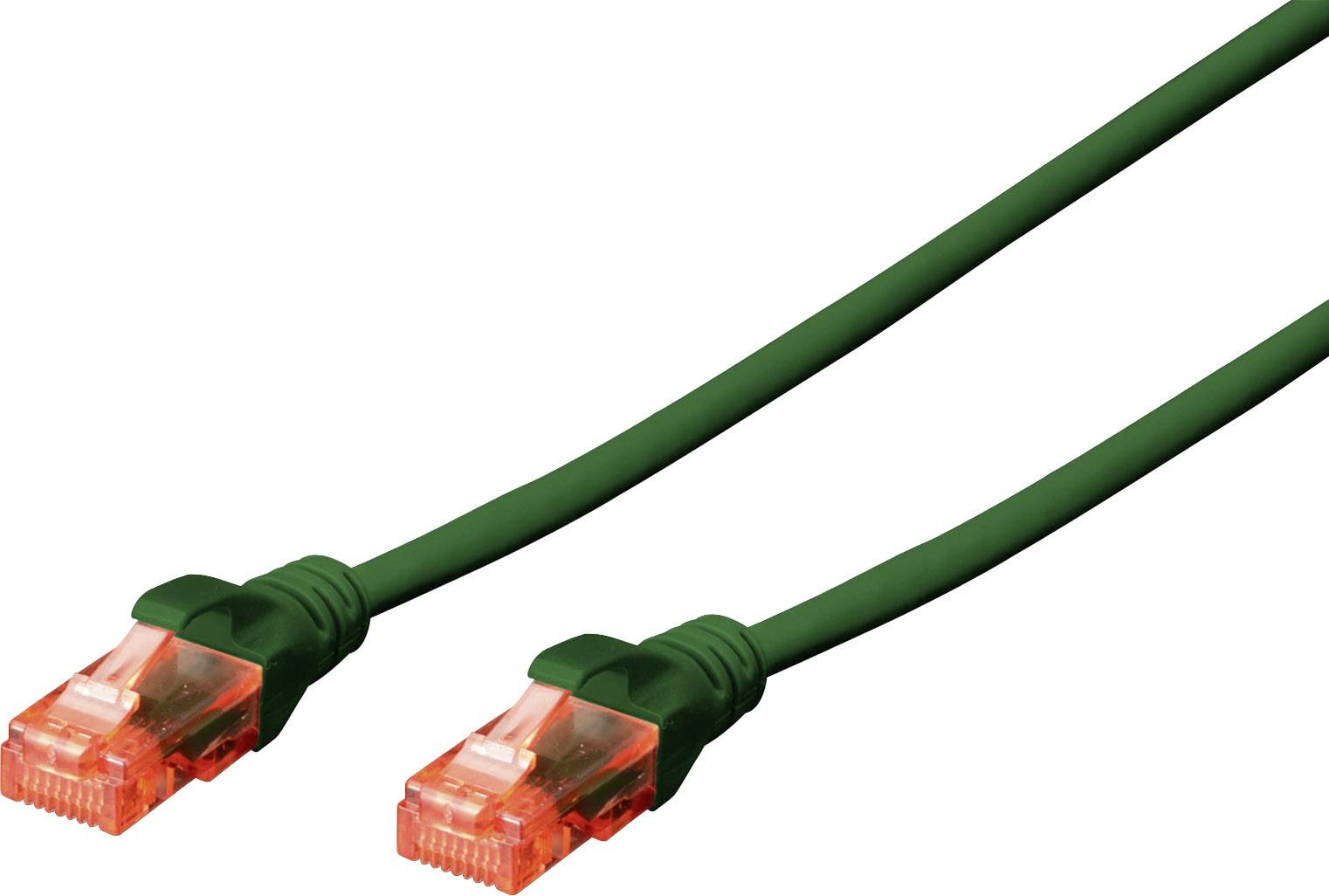 Digitus DK-1617-100/G RJ45 Netwerkkabel, patchkabel CAT 6 U/UTP 10.00 m Groen Vlambestendig, Halogeenvrij, Rond, Verdraa