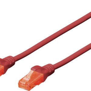 Digitus DK-1617-100/R RJ45 Netwerkkabel, patchkabel CAT 6 U/UTP 10.00 m Rood Vlambestendig, Halogeenvrij, Rond, Verdraai Digitus DK-1617-100/R RJ45 Netwerkkabel, patchkabel CAT 6 U/UTP 10.00 m Rood Vlambestendig, Halogeenvrij, Rond, Verdraai