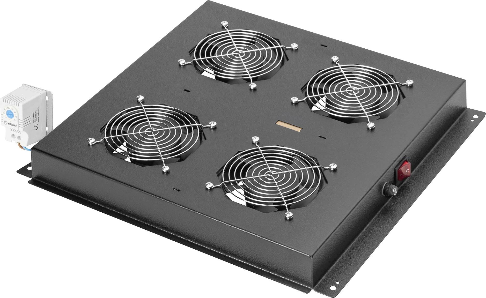 Digitus DN-19 FAN-4-B-N 19 inch 4 x Ventilator voor patchkast 1 HE Vast inbouw, Met schakelaar Geschikt voor kastdiepte: