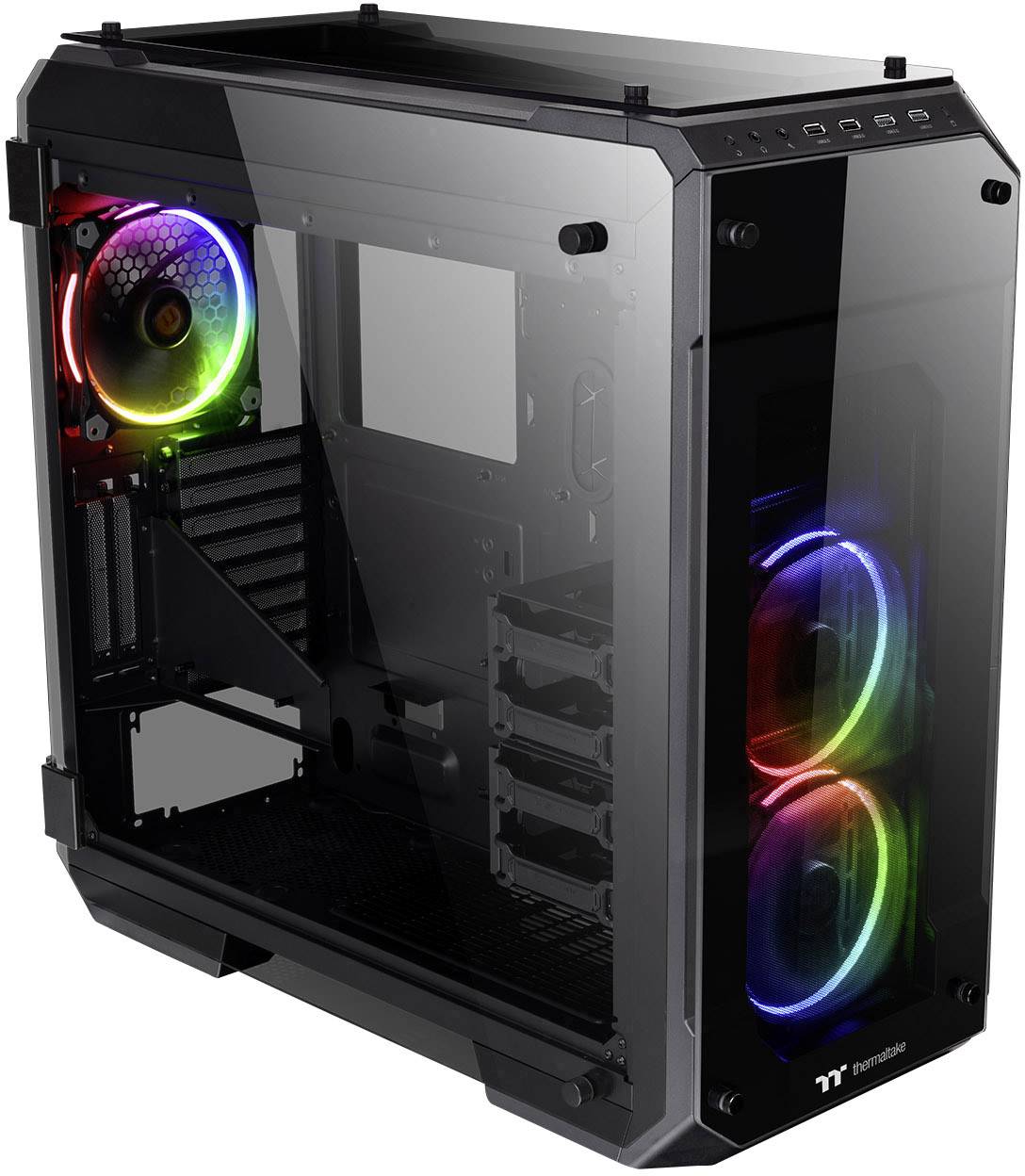 Thermaltake View 71 TG Midi-tower PC-behuizing Zwart 2 voorgeïnstalleerde ventilators, Zijvenster, Stoffilter