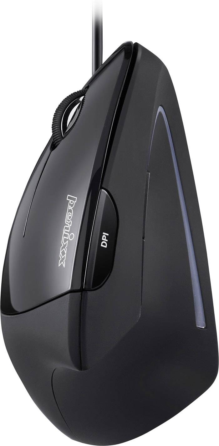 Perixx Perimice-513L Ergonomische muis USB Optisch Zwart 5 Toetsen 2000 dpi Ergonomisch