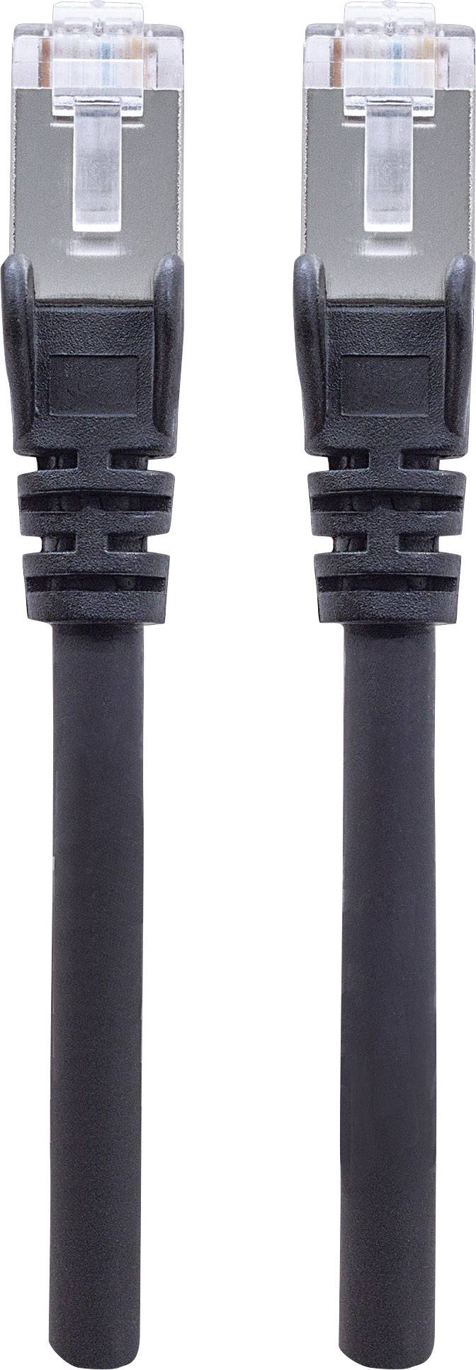 Intellinet 740753 RJ45 Netwerkkabel, patchkabel CAT 6A S/FTP 1.50 m Zwart Folie afscherming, Afscherming gevlochten, Afg
