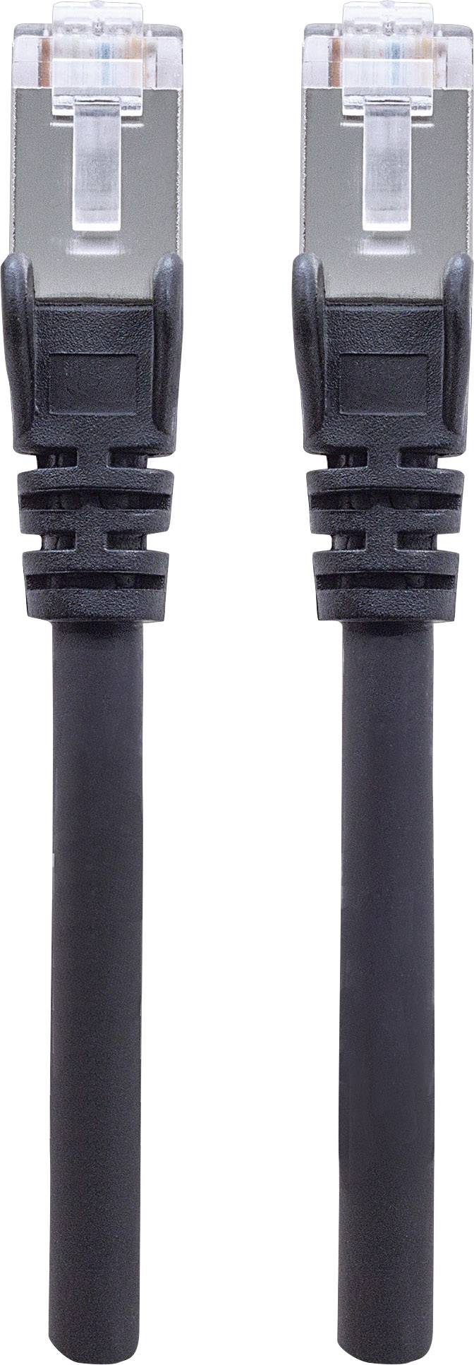 Intellinet 741101 RJ45 Netwerkkabel, patchkabel CAT 6A S/FTP 15.00 m Zwart Folie afscherming, Afscherming gevlochten, Af